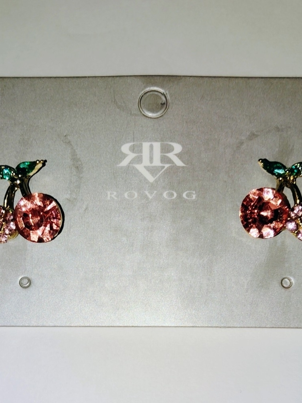 OVO Pink Crystal Cherry Stud Earrings